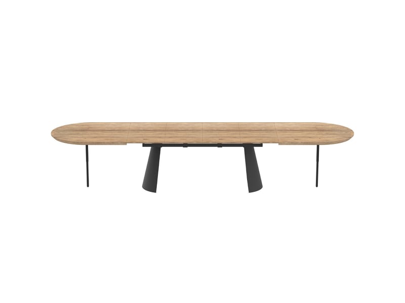  Table à manger ovale extensible 8-16 pers. Effet bois et piètement noir 206-406x103 cm - douro Douro - Conforama A