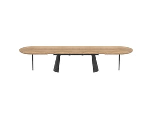Table à manger ovale extensible 8-16 pers. Effet bois et piètement noir 206-406x103 cm - douro