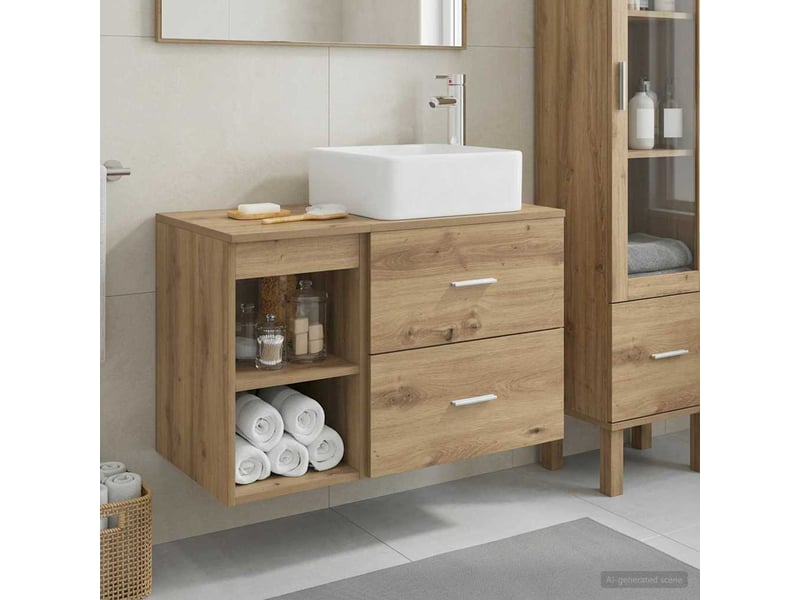  Ensemble de mobilier de salle de bain 2 pcs chêne artisanal shl2374  - Conforama B