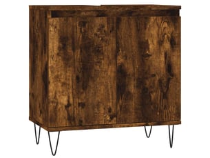 Amoire de salle de bain chêne fumé 58x33x60cm bois d'ingénierie shl1868