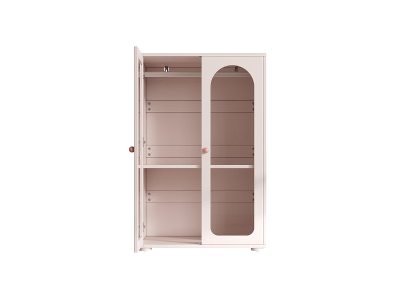  Lot de 2 armoires à 2 portes chacune transparentes en acrylique, étagères réglables et poignées céramique rose IKSETERA TRADING LTD - Conforama D