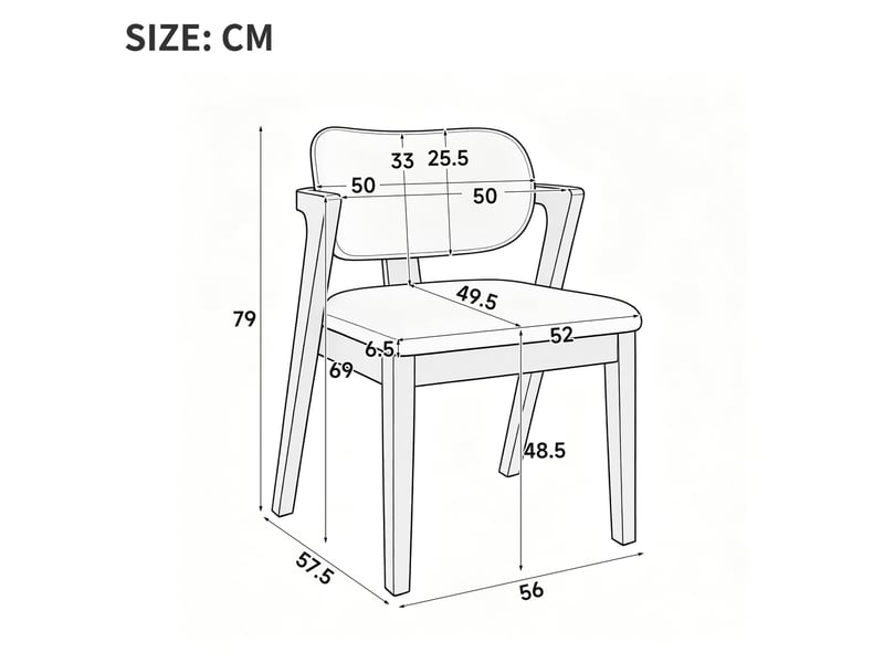  Chaises de salle à manger lot de 6 avec accoudoirs et assise rembourrée en bois d’hévéa et lin, noyer et beige avoine  - Conforama C