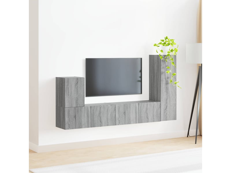  Ensemble meuble tv - banc tv - meuble de rangement 3 pcs gris sonoma bois d'ingénierie  - Conforama D