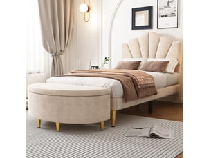 Banc  coloris beige <strong>MAISENTIEL</strong> <strong></strong> - 90 cm