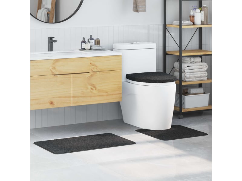  Ensemble de tapis de bain antidérapants 3 pc gris foncé pp cf64753  - Conforama B