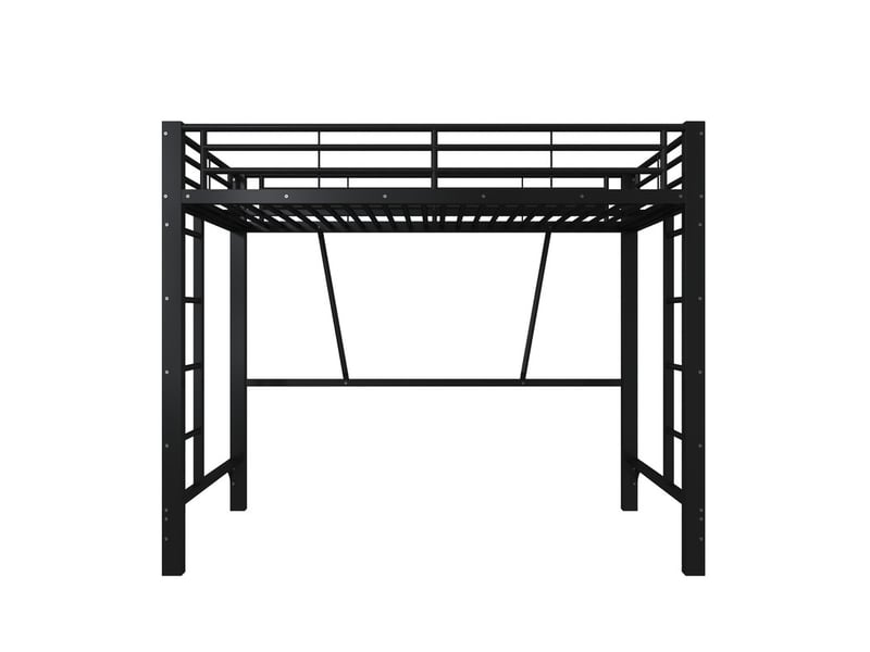  Lit mezzanine 90 x 200cm, structure de lit en métal, double échelle, espace ouvert sous le lit, noir  - Conforama A