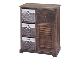 Commode hwc-h21, armoire à tiroirs, tiroir panier en bois massif 80x60x30cm - brun miteux