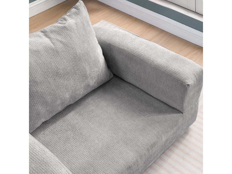  Canapé modulable convertible lit gris clair chenille design minimaliste salon  - Conforama D