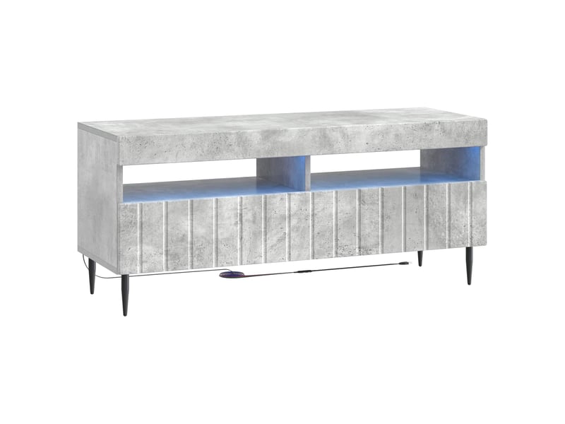  Meuble tv - banc tv - meuble de rangement led 5 pièces gris béton bois d'ingénierie  - Conforama E