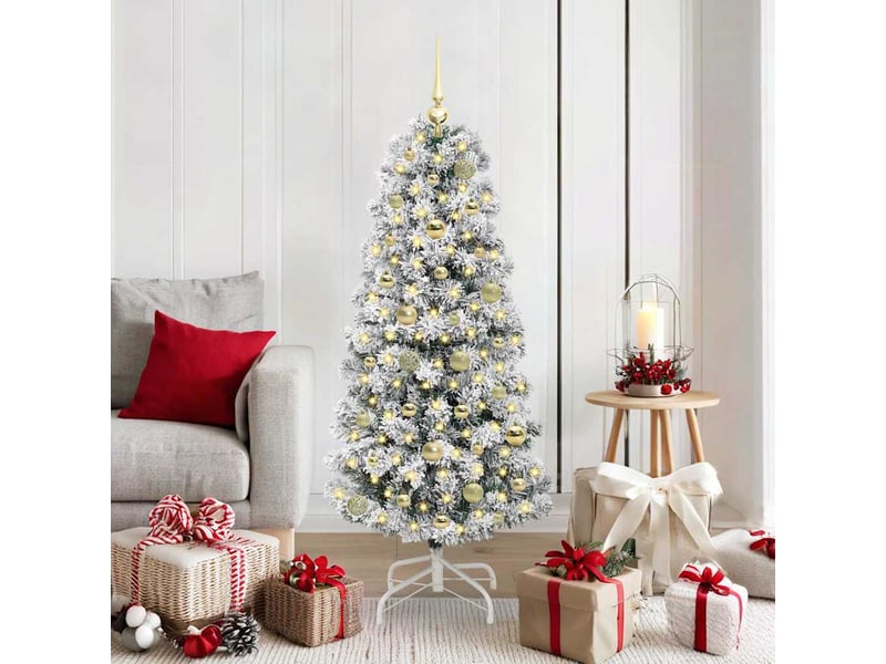 Sapin de noël, arbre de noël artificiel à branches articulées vert et blanc cf61139 - Conforama B