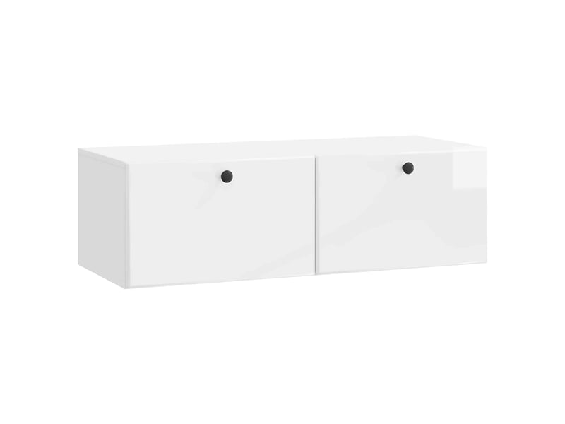  Meuble tv - banc tv - meuble de rangement mural 98 x 41 x 30 cm blanc brillant  - Conforama A
