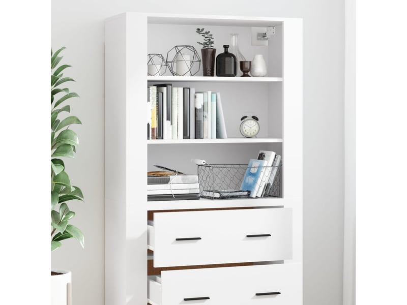  Buffet haut - bahut - meuble de rangement blanc bois d'ingénierie  - Conforama D