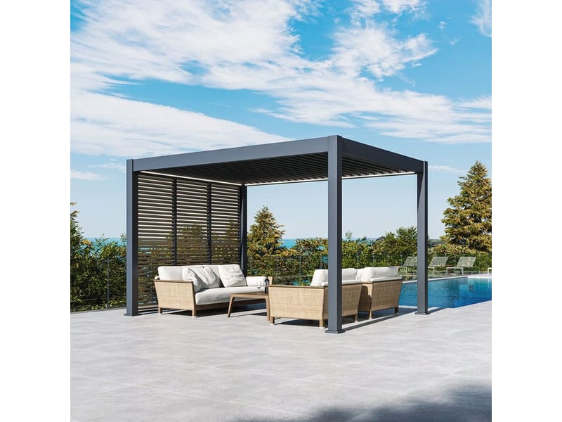  Brise-vue mobile 1 m lames horizontales cadre aluminium anthracite 15-738799 - Conforama B