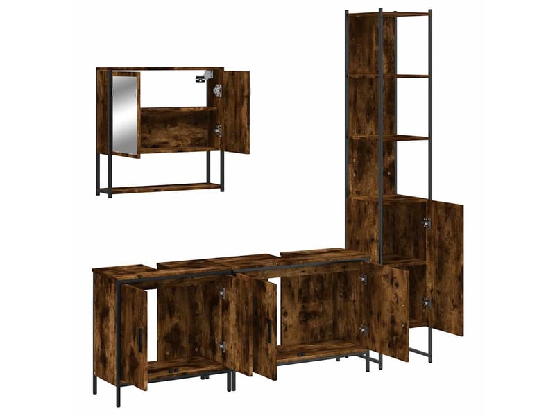  Ensemble de meubles de salle de bain 4 pcs chêne fumé bois cf63853  - Conforama D