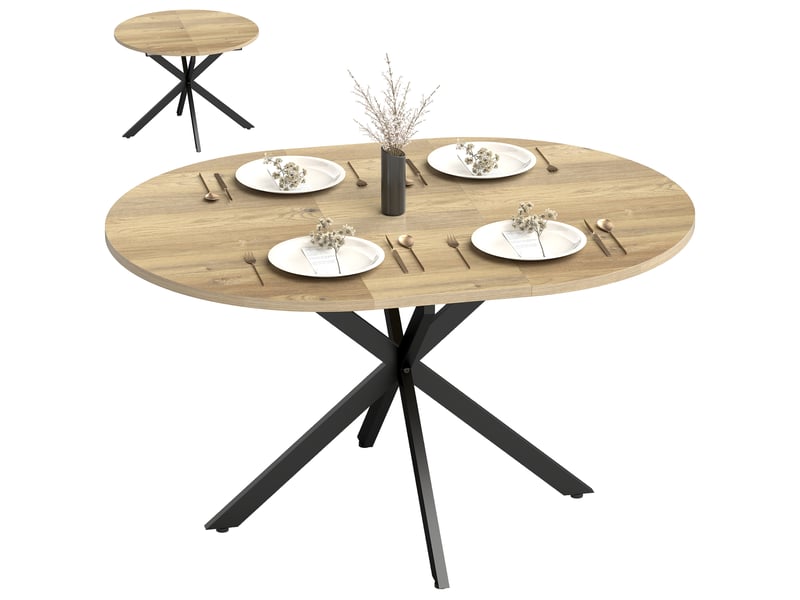  Table à manger extensible 4 à 6 personnes mdf et acier coloris naturel 135 x 100 x 75 cm  - Conforama A