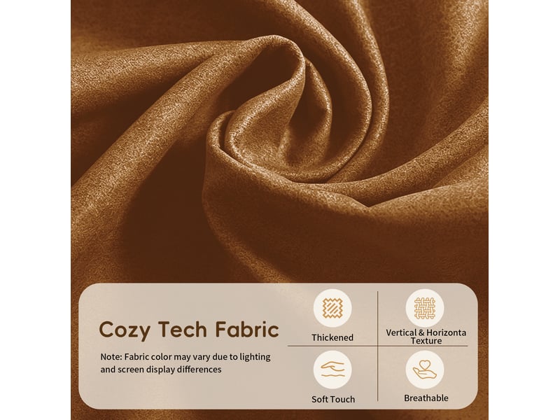 Fauteuil pouf avec repose-pieds, dossier ergonomique et base antidérapante en tissu technique aspect simili cuir marron - Conforama E