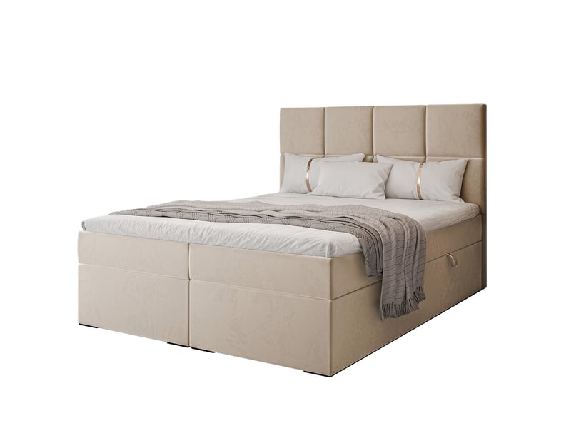  Lit coffre magnus - 180x200 cm - avec matelas et surmatelas - velours dense - beige clair MAGNUS - Conforama A
