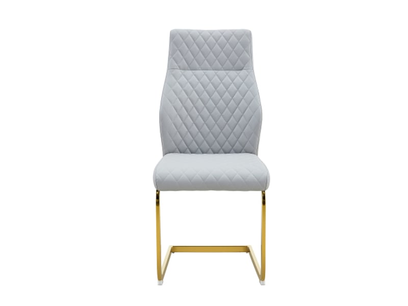  Table ronde en verre ø85 cm - pieds dorés - ensemble luxe: 1 table + 2 chaises modernes gris clair et dorées  - Conforama A