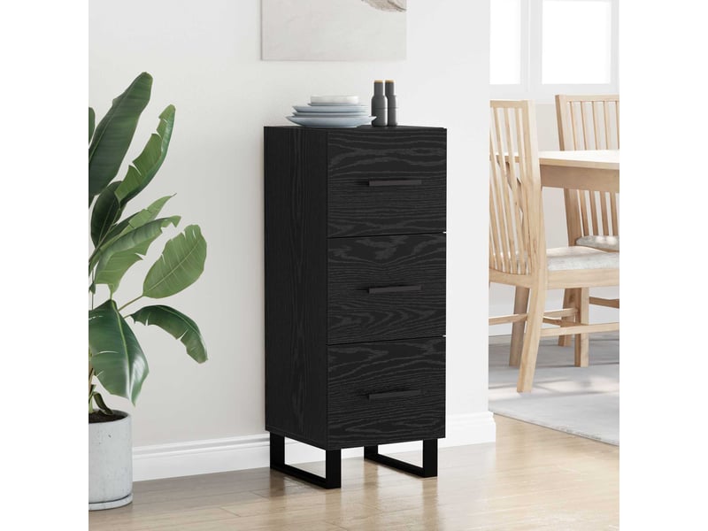  Buffet - bahut - meuble de rangement chêne noir 34,5 x 34 x 90 cm bois d'ingénierie et fer  - Conforama D