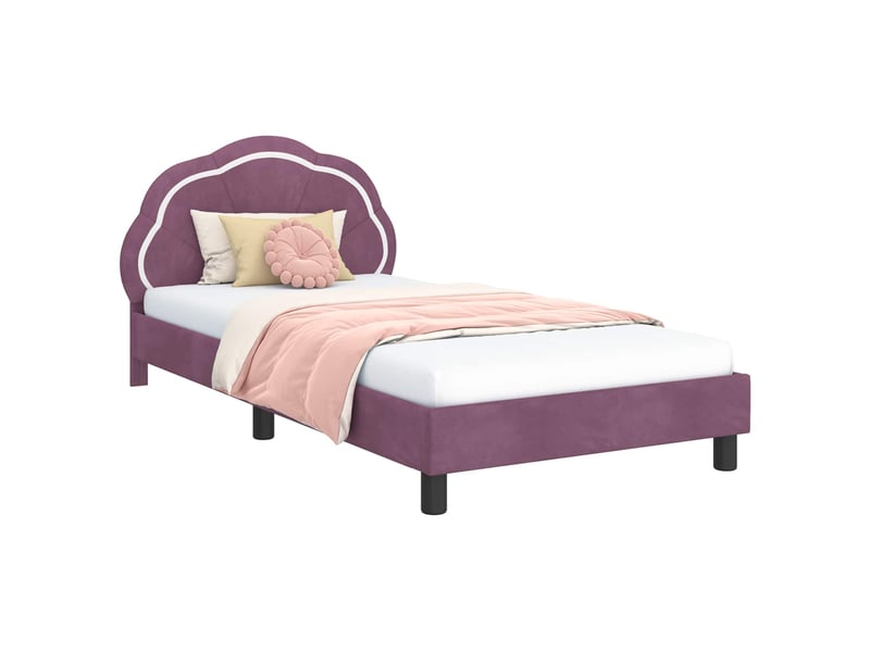  Cadre de lit pour enfants - lit jeune avec tête de lit pourpre 90 x 190 cm  - Conforama A