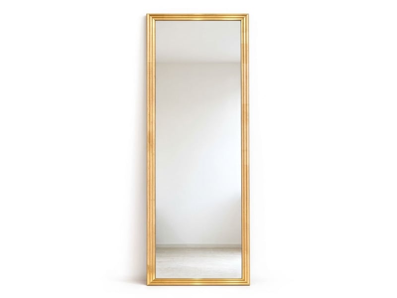 Miroir sur pied rectangulaire pleine longueur 160 x 50 cm – grand miroir psyché autoportant avec cadre mouluré en bois massif et verre hd anti-déformation pour chambre, dressing et salon – bois naturel - Conforama A