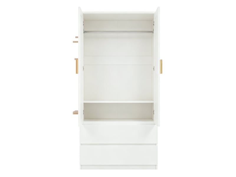  Armoire penderie 70 x 50 x 170 cm – blanche – 2 tiroirs, rangement dissimulé et panneau perforé latéral  - Conforama E