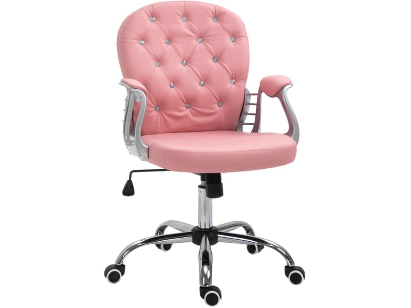  Chaise de bureau ergonomique rose en cuir régénéré, réglable en hauteur, dossier capitonné pour travailler avec élégance  - Conforama A