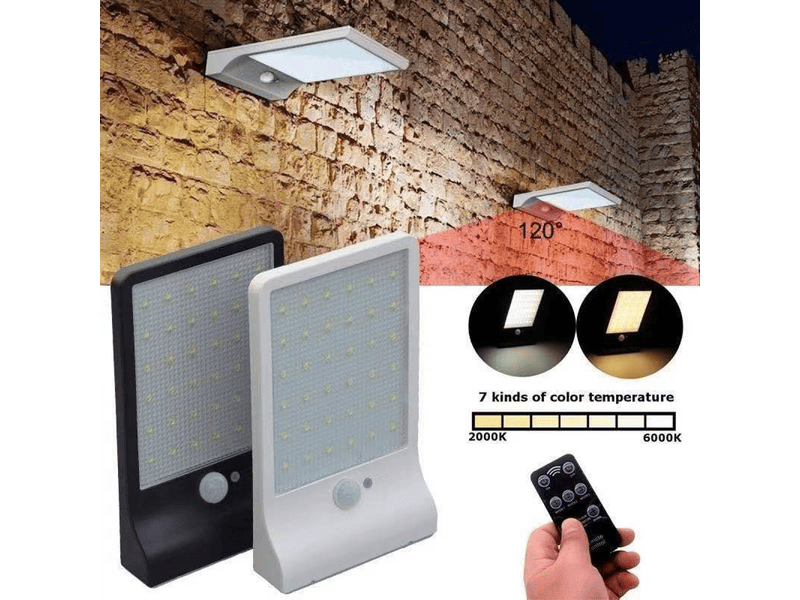  Lampe de jardin solaire 36led-blanc avec poteau, maison extérieure balcon extérieur murale à led avec capteur de clôture, 4 w ISG003627 - Conforama D