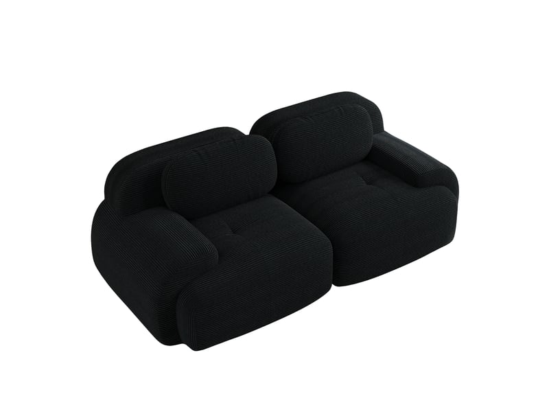  Canapé droit modulaire 2 places en velours côtelé noir, sans cadre, confort souple pour votre salon au quotidien  - Conforama A