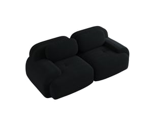 Canapé droit modulaire 2 places en velours côtelé noir, sans cadre, confort souple pour votre salon au quotidien