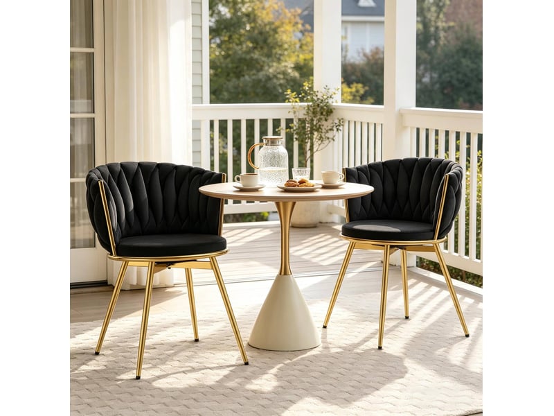  Chaise de salle à manger pivotante en velours noir, lot de 2 cravdom  - Conforama B