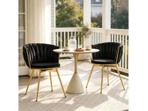 Chaise de salle à manger pivotante en velours noir, lot de 2 cravdom