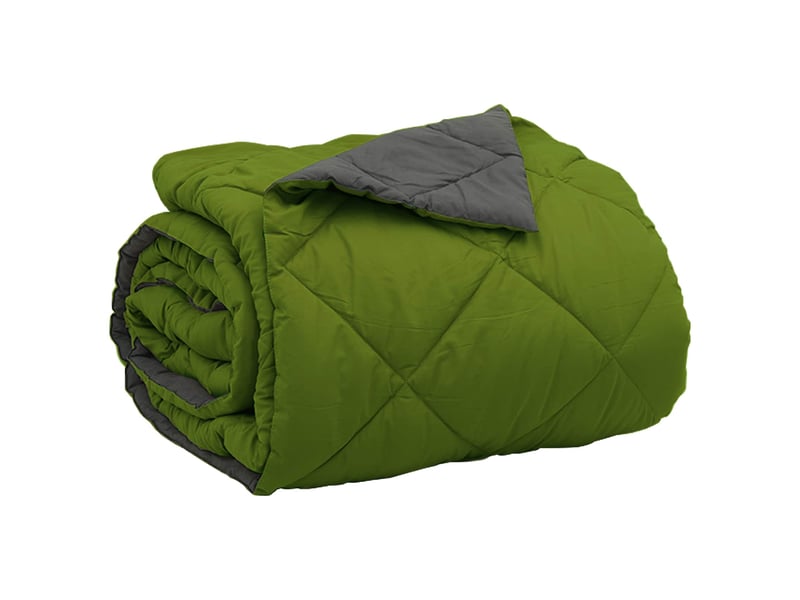 Duvet - couette d'été simple 220 x 260 cm été 200 gsm vert et anthracite - Conforama E