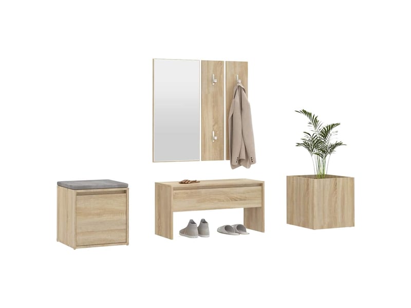  Ensemble de meubles de couloir chêne sonoma bois d'ingénierie shl75523  - Conforama D
