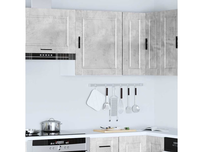 Meuble de rangement, armoire murale de cuisine porto gris béton bois d'ingénierie shl9030 - Conforama D