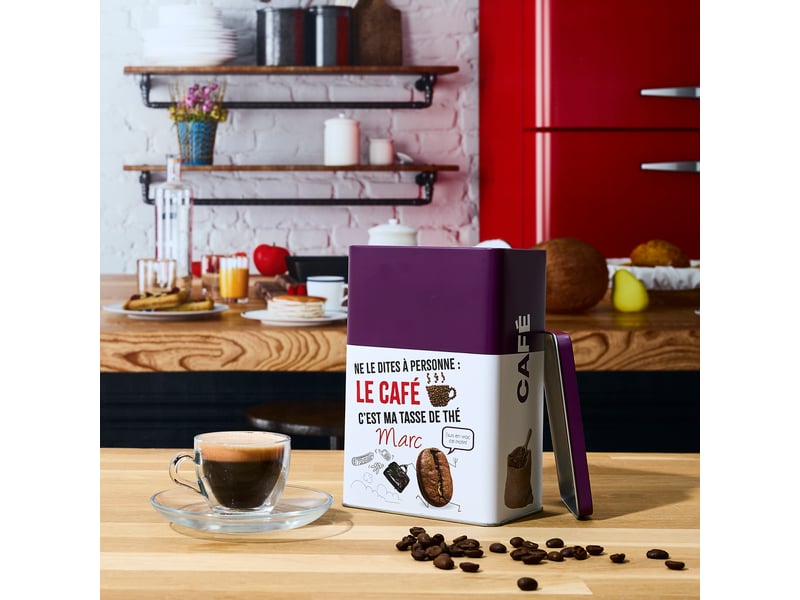  Boîte à café en métal ludique 18cm violet  - Conforama E
