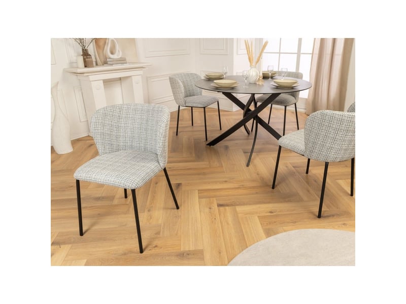 Lot de 2 chaises pavia à motif quadrillé bleu et blanc – dossier arrondi et pieds noirs - Conforama D