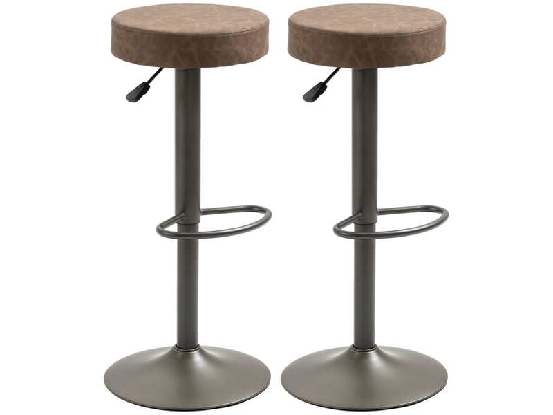  Lot de 2 tabourets de bar pivotants avec repose-pieds et hauteur réglable, 35 x 36 x 64-85 cm, marron  - Conforama B