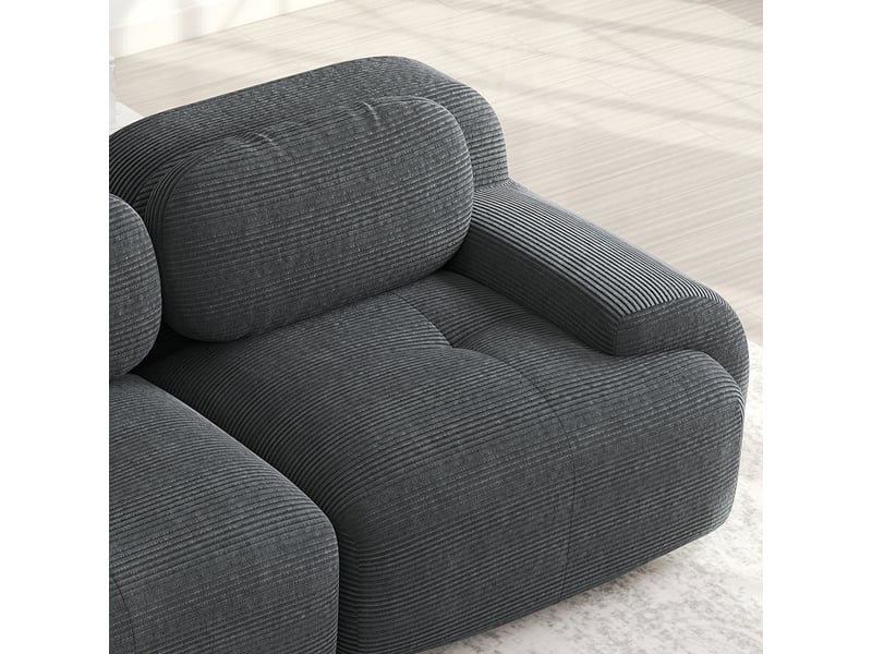  Canapé d’angle en velours côtelé gris, 3 places, 298 cm, panoramique, modulable W3325S00026 - Conforama D