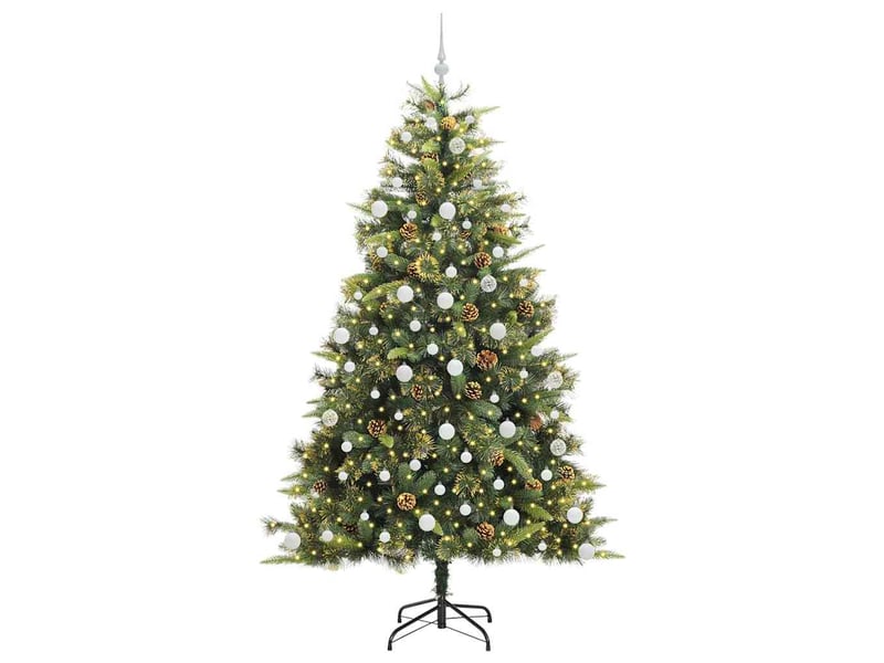 Sapin de noël artificiel, arbre de noël avec branches pliables et cônes 210 cm shl4200 - Conforama C