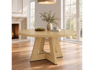 Table à manger ronde de cuisine 120x120x75 cm - plateau rond - 4–6 personnes - style scandinave - mdf - chêne