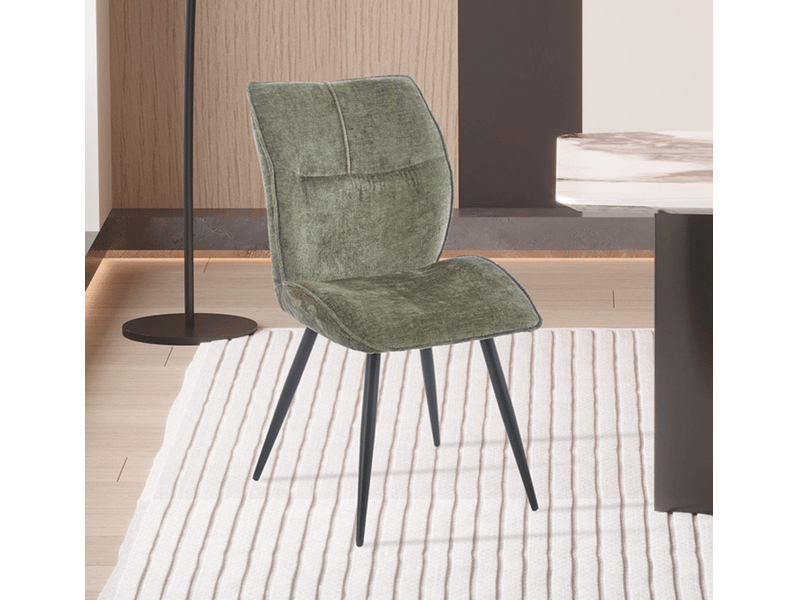 Faye - lot de 2 chaises en tissu vert pieds en métal noir FAYE-2-VER - Conforama D