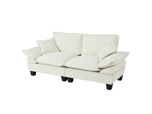 Canapé modulable, canapé 2 places; en chenille, beige, avec accoudoirs