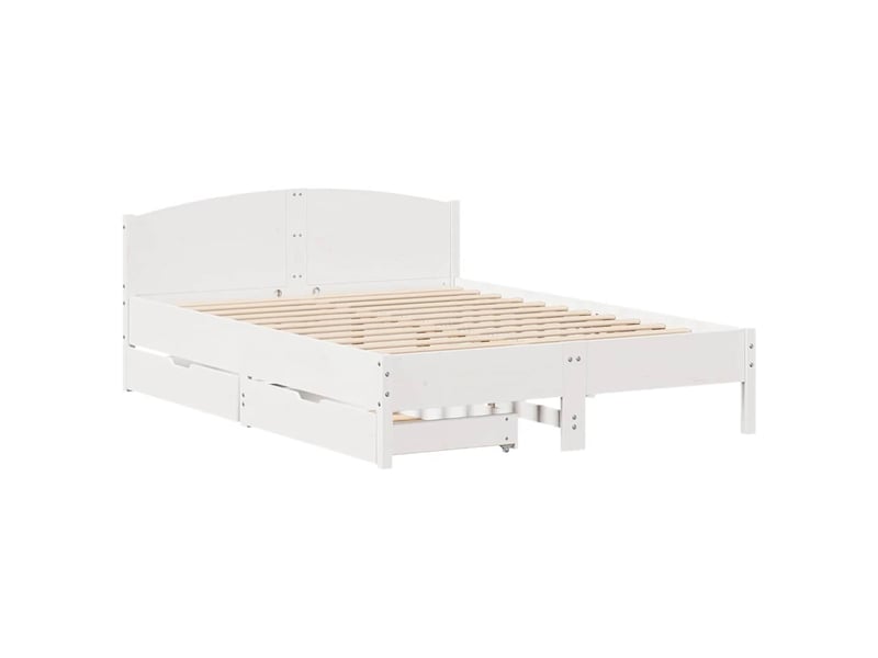  Lit double- lit adulte -  cadre de lit sans matelas blanc 160x200 cm bois de pin massif  - Conforama B