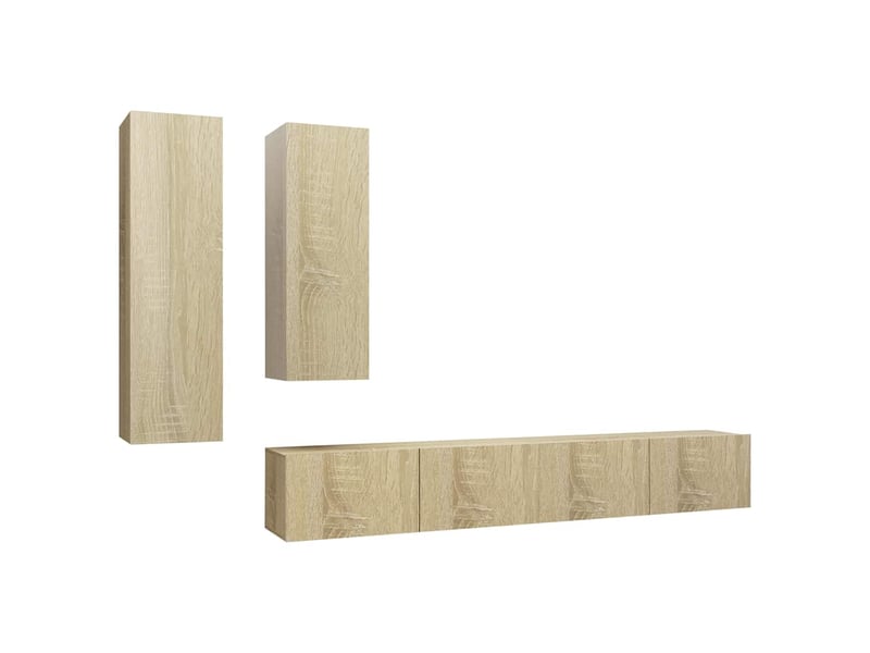  Ensemble de meubles tv 4 pcs chêne sonoma bois d'ingénierie shl88224  - Conforama A