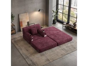 Fauteuil convertible <strong>COVREO </strong> Velours côtelé rouge