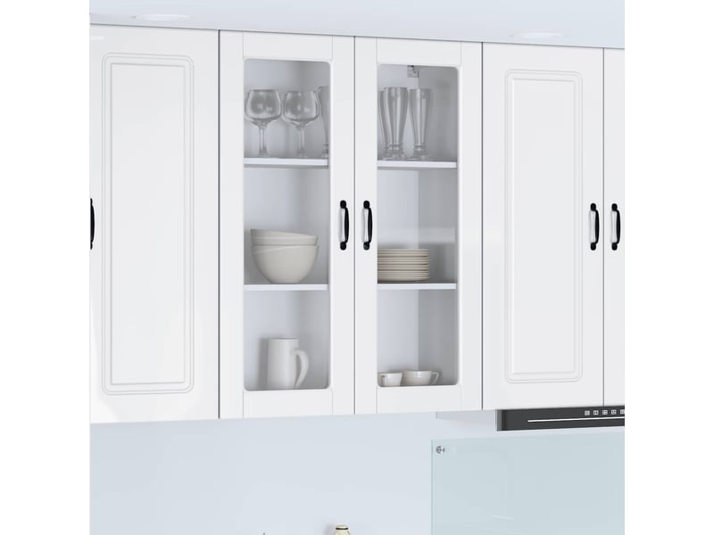  Meuble mural de cuisine, cabinet en verre mural blanc brillant 80x31x100cm shl8849  - Conforama B