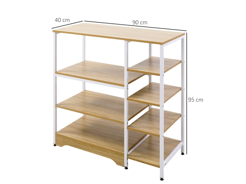  Étagère de cuisine basse de style industriel, gain de place, meuble de cuisine à 7 niveaux en métal et bois, 90 x 40 x 95 cm, blanc  - Conforama E