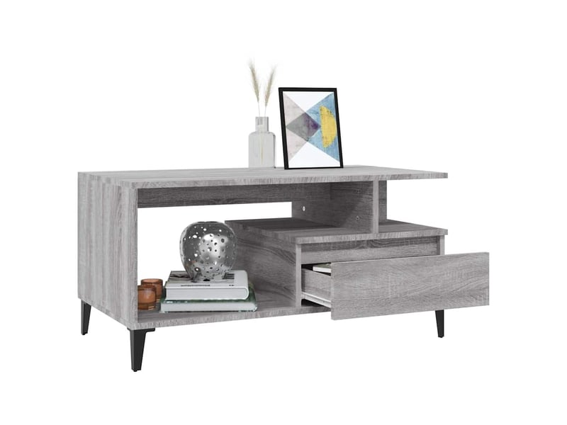  Table basse - table de salon - table à thé sonoma gris 90x49x45 cm bois d'ingénierie  - Conforama D