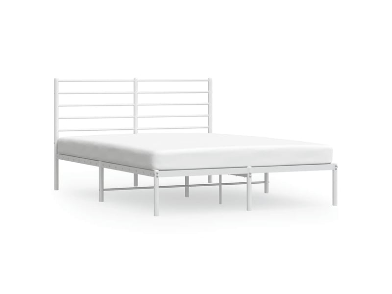 Lit double- lit adulte - cadre de lit métal sans matelas et tête de lit blanc 140x190 cm - Conforama A